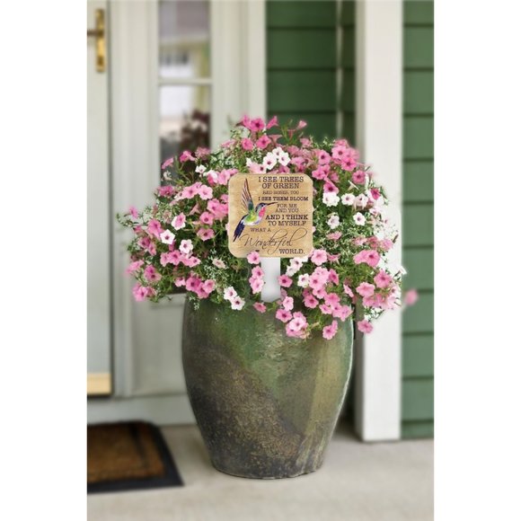 What A Wonderful World Yard & Patio Sign, Hummingbird Gifts Garden Home Decor - Picture 2 of 4